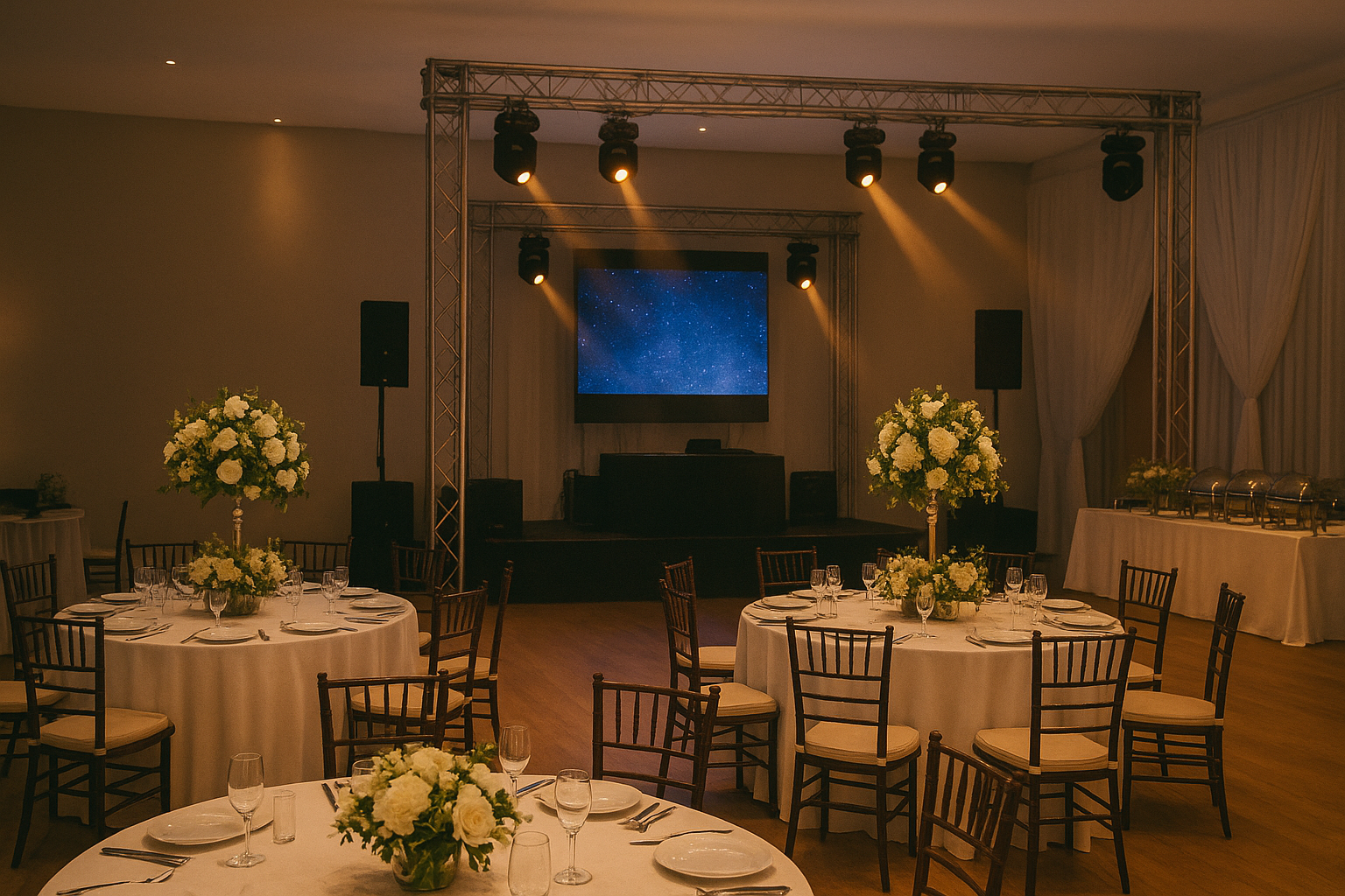 organizar un evento exitoso con sonido, decoración y catering